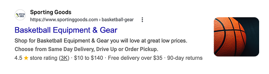 Sporting Goods search result